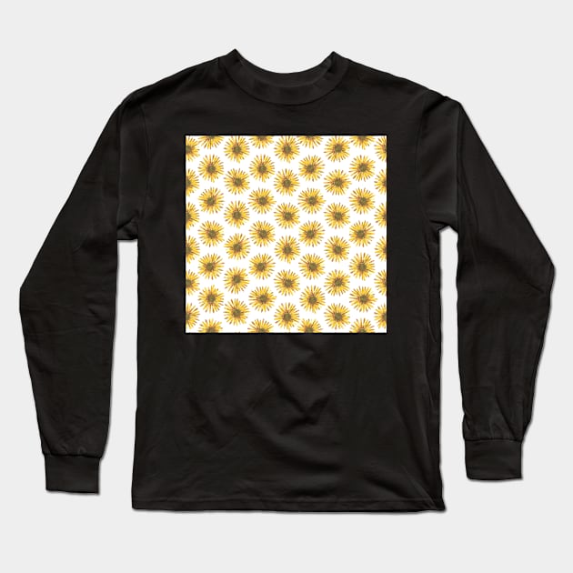 Field of lemony yellow sunflowers Long Sleeve T-Shirt by FrancesPoff